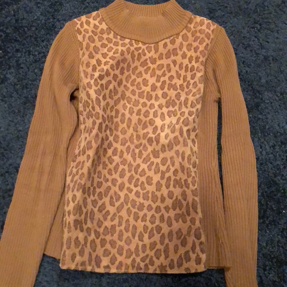 Brown Sweater With Leather Insert - image 1